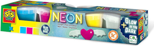 Ses Creative 4 Πλαστοζυμαράκια Πλαστελίνης Neon & Glow In The Dark για 3+ Ετών