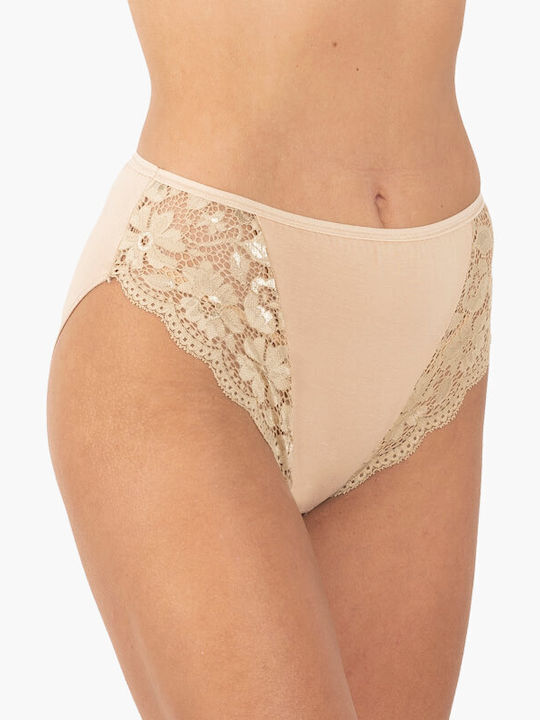 A.A UNDERWEAR Cotton Women's Slip Seamless with Lace Beige