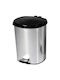 Sidirela Waste Bin Waste Plastic with Pedal Silver 50lt 1pcs