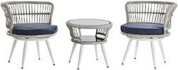 Outdoor Living Room Set White 3pcs