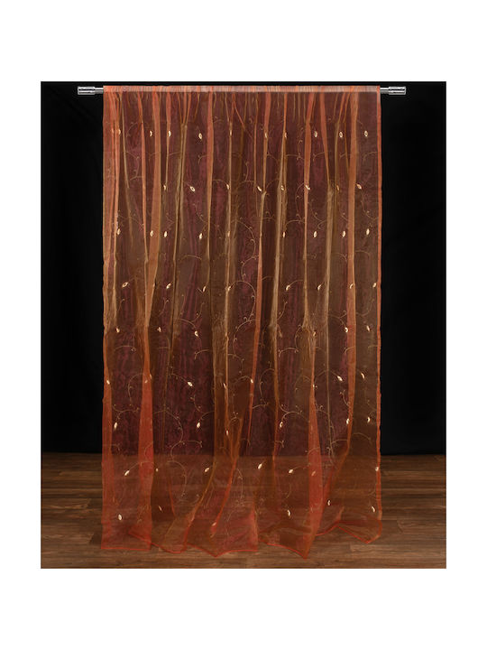 Silk Fashion Curtain with Pencil Pleat ZG5724 Orange 280x300cm