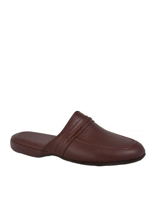 Men's Leather Slippers Burgundy