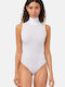 Sleeveless Turtleneck Bodysuit Slim Fit White