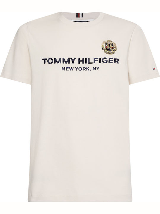 Tommy Hilfiger Ανδρικό T-shirt Μπεζ με Στάμπα