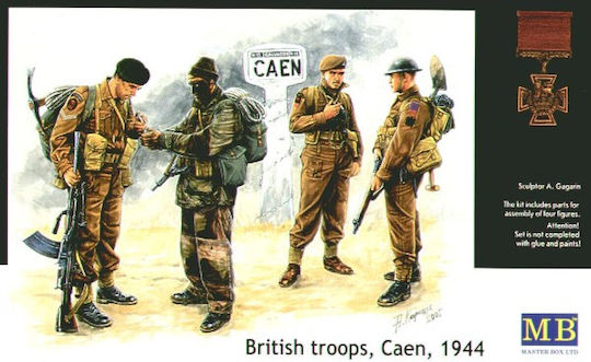 Master Box Modellfiguren Abbildung British Troops, Caen, 1944 im Maßstab 1:35