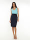 Toi&Moi Pencil High Waist Midi Skirt in Navy Blue color