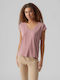 Vero Moda Women's T-shirt with V Neck Nostalgia Rose