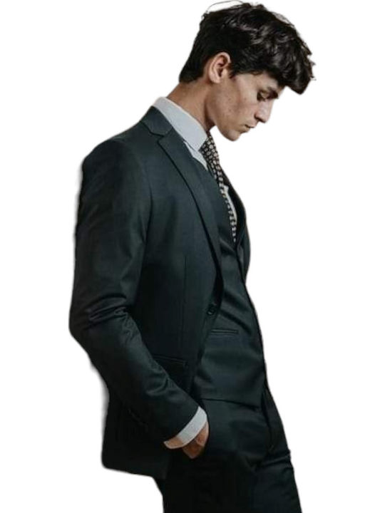 Men's Suit with Vest Slim Fit Olive