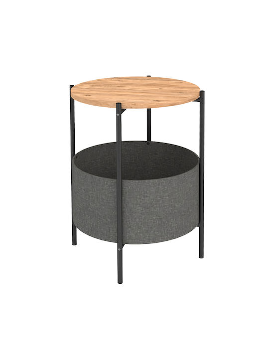 Round Side Table Kalid Pine Oak / Grey L43xW43xH60cm