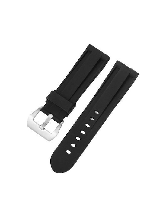 Silicone strap, black, 24mm.