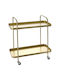 Rectangular Metal Side Table with Wheels Gold L60xW28xH62cm