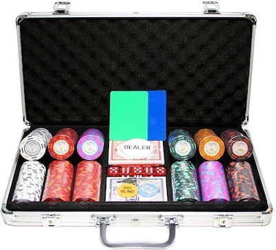 Palace Set von 300 nummerierten Pokerchips 14gr in Koffer mit 2 Kartenspielen