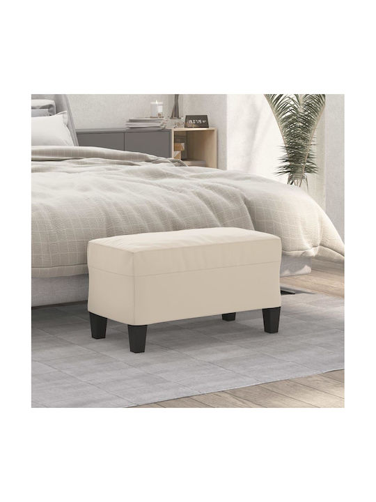 Fabric Upholstered Bench Stool Cream 70x35x41cm