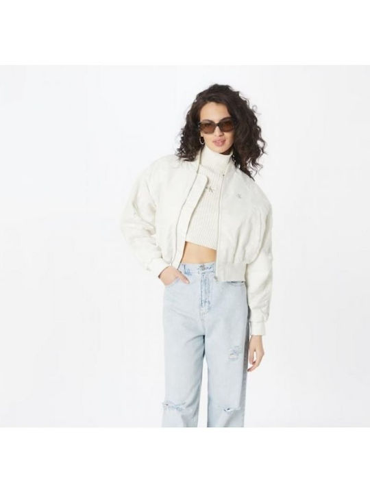 Calvin Klein Κοντό Γυναικείο Bomber Jacket Λευκό