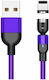Data 540 Degree Rotate Magnetic Detachable USB-A to Lightning Cable Purple 2m (39125)