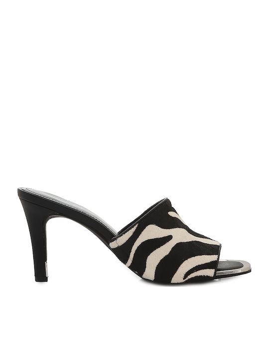 DKNY Bronx Suede Mules with Thin High Heel in Black Color K2231409