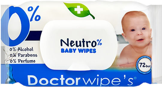 Doctor Wipes Μωρομάντηλα χωρίς Άρωμα, Οινόπνευμα & Parabens 72τμχ