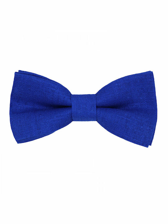 JFashion Linen Handmade Bow Tie Blue Roulette Simple