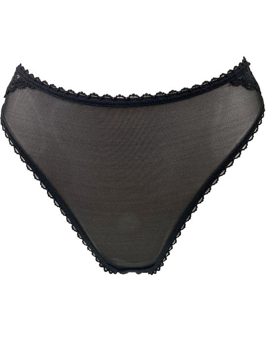 La Nuit Thong Underwear with Lace in Black Color