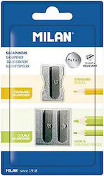 Milan Metallic Double Sharpener Gray 1pcs