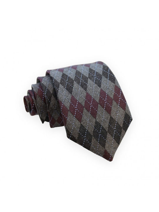 Silk Gray Argyle Check Print Tie 8cm.