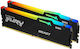 Kingston Fury Beast RGB 64GB DDR5 RAM με 2 Modules (2x32GB) και Ταχύτητα 6000 για Desktop