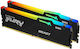 Kingston Fury Beast RGB 64GB DDR5 RAM με 2 Modules (2x32GB) και Ταχύτητα 5600 για Desktop