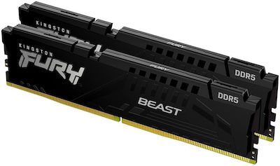 Kingston Fury Beast 64GB DDR5 RAM cu 2 module (2x32GB) și Viteză 5200 pentru Desktop