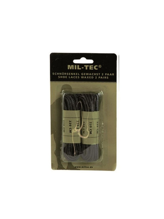 Mil-Tec Waxed Shoelaces Black 2pcs 220cm