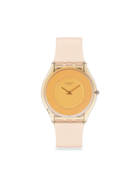 Swatch Pastelious Watch with Orange Rubber Strap