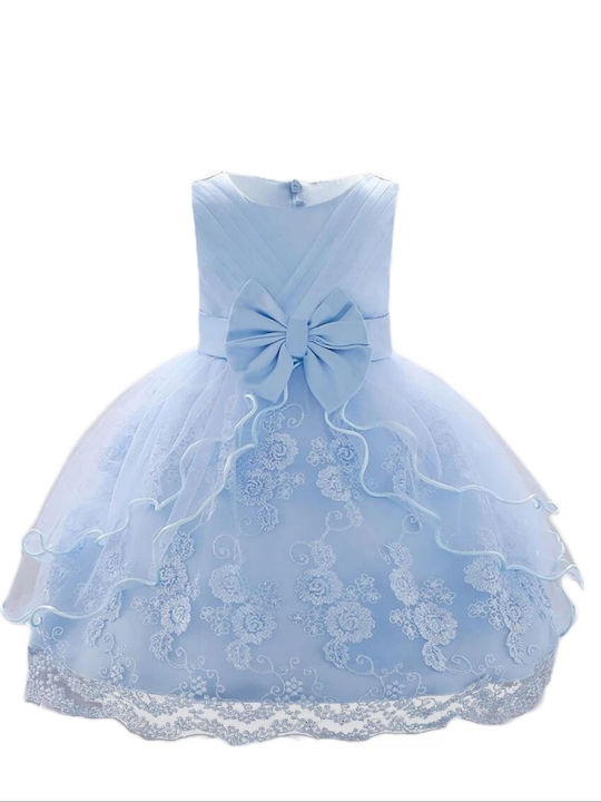 Meng Baby Παιδικό Φόρεμα Τούλινο Αμάνικο Γαλάζιο