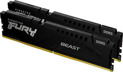 Kingston Fury Beast 16GB DDR5 RAM με 2 Modules (2x8GB) και Ταχύτητα 5600 για Desktop