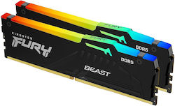 Kingston Fury Beast RGB 16GB DDR5 RAM mit 2 Modulen (2x8GB) und Geschwindigkeit 6000 für Schreibtisch