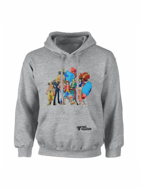 Takeposition Kinder Sweatshirt mit Kapuze und Taschen Gray One Piece Team