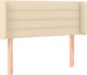 vidaXL LED Bed Headboard Fabric Cream 103x88cm