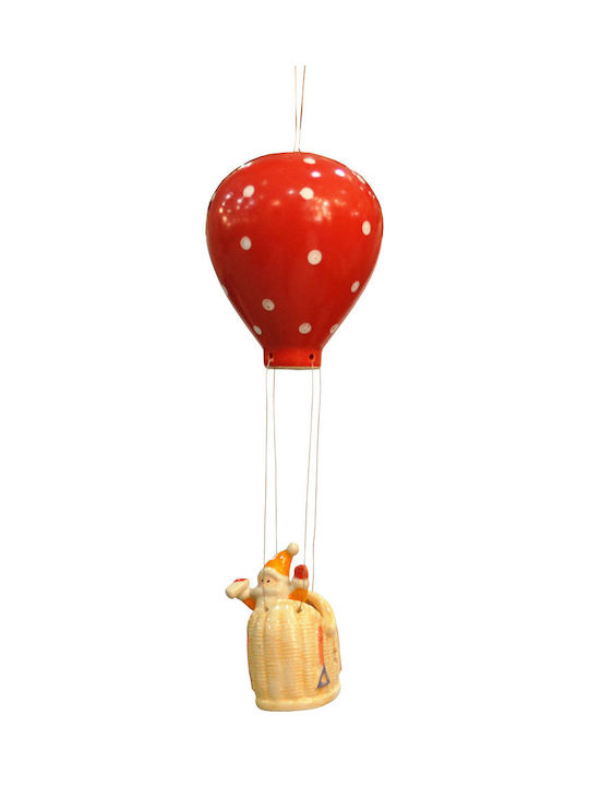 Espiel Christmas Ceramic Figure Ceiling Pendant Red Length 9cm Hot air balloon