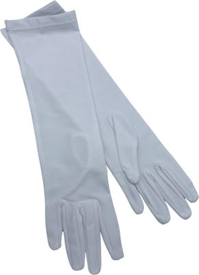 WHITE SATIN WEDDING GLOVES GUANTO ARTIGIANALE 37 CM