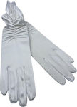 WHITE SATIN WEDDING GLOVES 33 CM