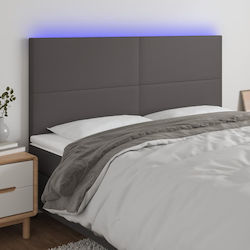 vidaXL LED-Kopfteil aus grauem Kunstleder 160 x...