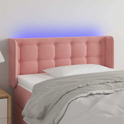 vidaXL LED Bed Headboard Fabric Pink 103x88 cm