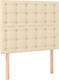vidaXL Fabric Bed Headboard Cream 100x128cm