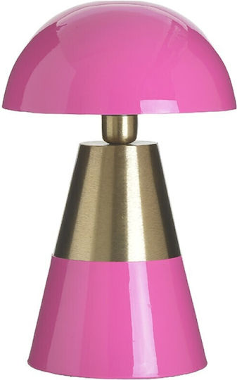 Inart Metall Tischlampe für Fassung E27 mit Rosa Schirm und Basis