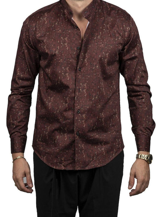 Long-sleeved Cotton Shirt Burgundy