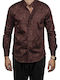 Long-sleeved Cotton Shirt Burgundy