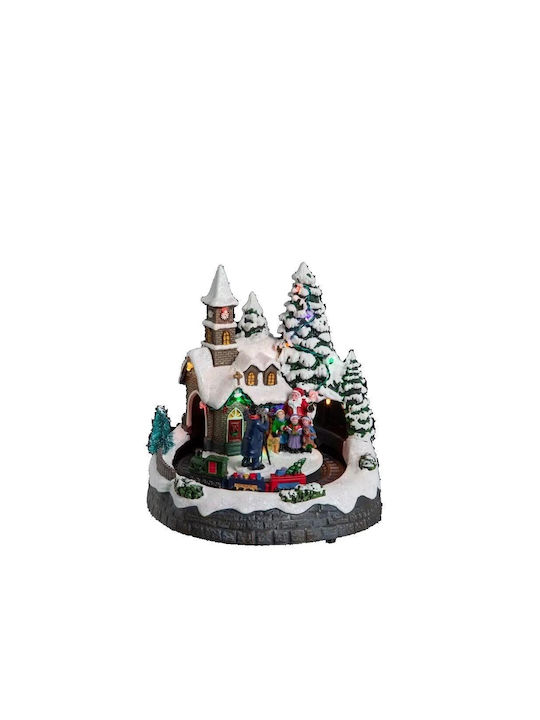 Snowy Church Christmas Illuminated Decorative Village 20.2x19.3x17.9cm