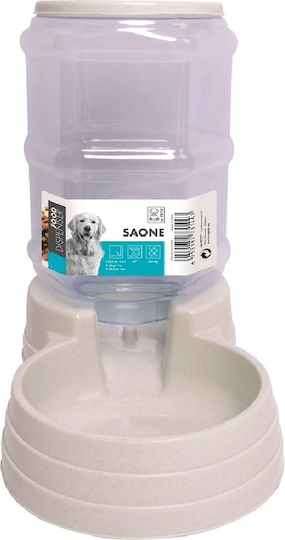 M-Pets Saone Automatic Plastic Bowl with Container Food for Dog & Cat 11lt in White Color