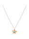 LifeLikes Birthstone December Necklace with Flower Design Gold Plated with Zircon Blue
