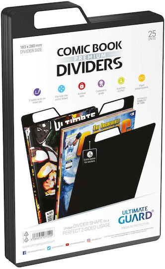 Ultimate Guard Πλαστικά Διαχωριστικά για Κόμιξ 25τμχ Premium Comic Book Dividers Black 25τμχ