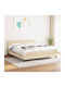 Bed Queen Upholstered with Fabric Blue with Slats & Mattress 160x200cm