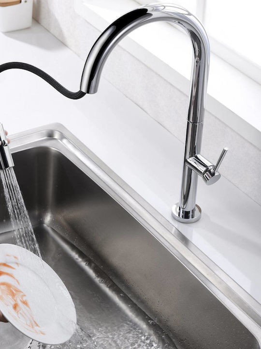 Excel Rozario Tall Kitchen Faucet Counter with Spiral Silver